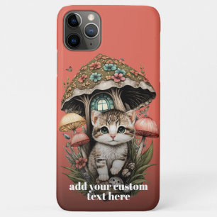 Capa Para iPhone 11 Pro Max Gatinho Cogumelo Gato Flor Silvestre Casa de Campo