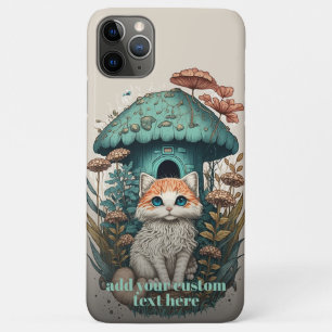 Capa Para iPhone 11 Pro Max Gatinho Cogumelo Gato Flor Silvestre Casa de Campo