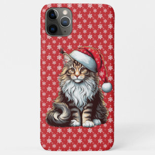 Capa Para iPhone 11 Pro Max Gato de casulo de Natal Maine, Papais noeis Gato d