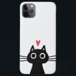 Capa Para iPhone 11 Pro Max Gato Preto Bonito com Coração<br><div class="desc">Proteja o seu telefone com estilo com esta capas de iphone de gatos legal! Gatinho Preto Quirky, disponível no capas para iPhone e Samsung. Uma capa de telefone de células na moda de alta qualidade para amantes de gatos. Visite o Doodle World de Jenn para ver ainda mais produtos de...</div>