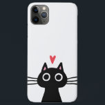 Capa Para iPhone 11 Pro Max Gato Preto Bonito com Coração<br><div class="desc">Proteja o seu telefone com estilo com esta capas de iphone de gatos legal! Gatinho Preto Quirky, disponível no capas para iPhone e Samsung. Uma capa de telefone de células na moda de alta qualidade para amantes de gatos. Visite o Doodle World de Jenn para ver ainda mais produtos de...</div>