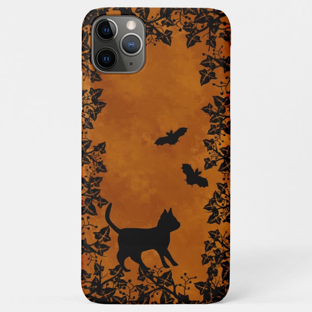 Capa Para iPhone 11 Pro Max Gato Preto com Bat (Verso)