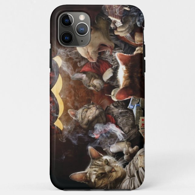 Capa Para iPhone 11 Pro Max Gatos jogando pôquer (Verso)