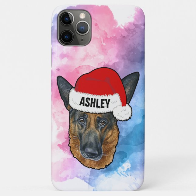 Capa Para iPhone 11 Pro Max German shepherd com o cachorro de Natal (Verso)