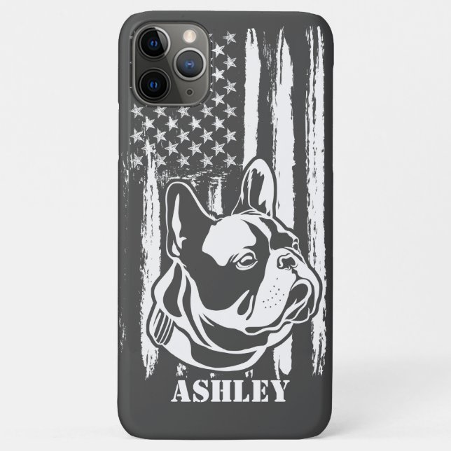 Capa Para iPhone 11 Pro Max GERMAN SHEPHERD Patriótico dos EUA - Cão de Bandei (Verso)