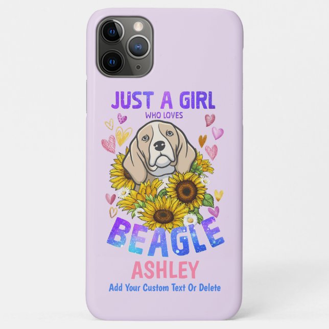 Capa Para iPhone 11 Pro Max Girl Loves Beagle Sunflower (Verso)