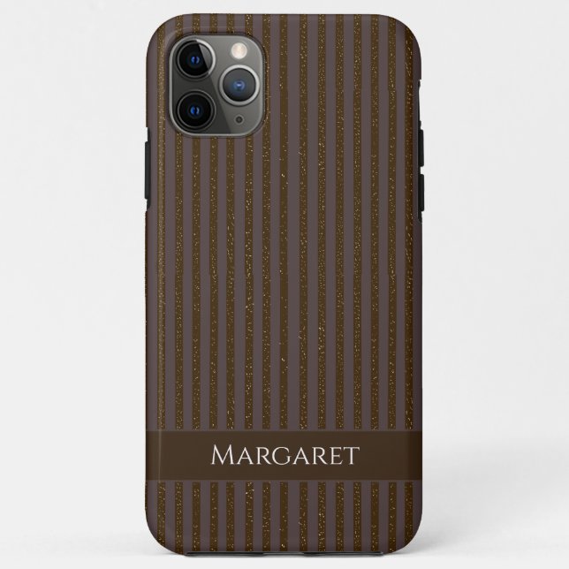 Capa Para iPhone 11 Pro Max Glitter brown | Minimal Modern Initial Monogram  (Verso)