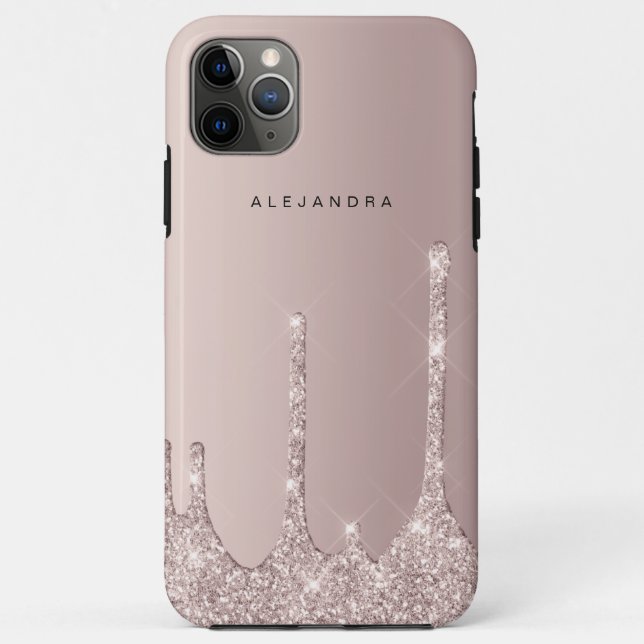 Capa Para iPhone 11 Pro Max Glitter de champanhe de na moda (Verso)