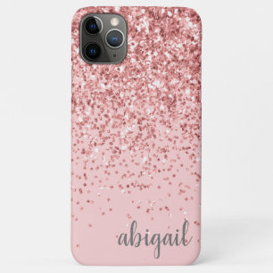 Capa Para iPhone 11 Pro Max Glitter Glam Blush Rosa Girly Moderno Monograma No