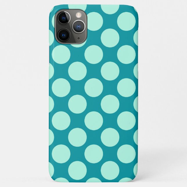 Capa Para iPhone 11 Pro Max Grandes pontos retrô - turquesa e aqua (Verso)