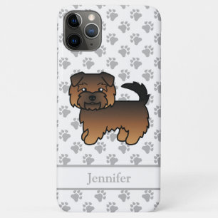 Capa Para iPhone 11 Pro Max Grizzle Norfolk Terrier Cartoon Cão e Nome