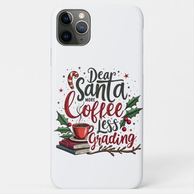 Capa Para iPhone 11 Pro Max Guaxinim usando chapéu de Papai Noel e Natal (Verso)