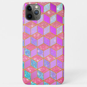 Capa Para iPhone 11 Pro Max Hexágono Dourado em Forma de Diamante em Pastel V