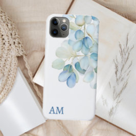 Capa Para iPhone 11 Pro Max Hidrocoloração Azul Hipodrangea Monograma