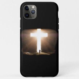 Capa Para iPhone 11 Pro Max Homem Correndo pela Cruz Cristã Brilhante de Jesus