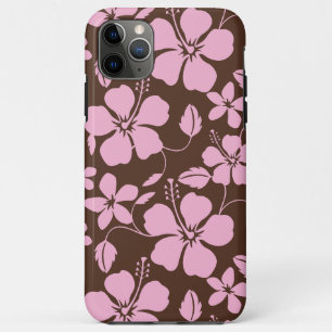 CAPA PARA iPhone 11 PRO MAX HULA HAVAIANA (HIBÍSCUS) MARROM/ROSA
