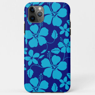 CAPA PARA iPhone 11 PRO MAX HULA HAWAIANA (HIBISCO) AZUL ESCURO/CLARO