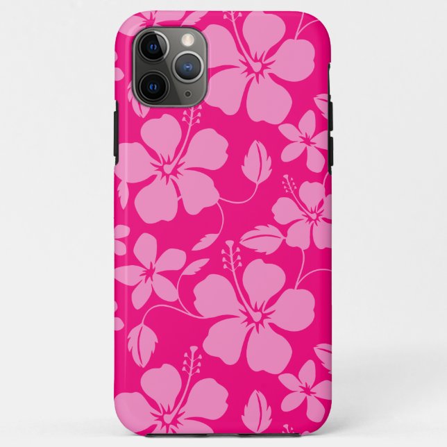 CAPA PARA iPhone 11 PRO MAX HULA HAWAIANA (HIBÍSCO) GOIABA ROSA (Verso)