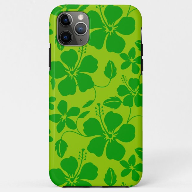 CAPA PARA iPhone 11 PRO MAX HULA HAWAIANO (HIBISCO) LIMÃO VERDE (Verso)