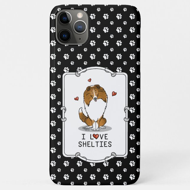 Capa Para iPhone 11 Pro Max I Love Shels (sable 2) Shetland Sheepdog Cute (Verso)