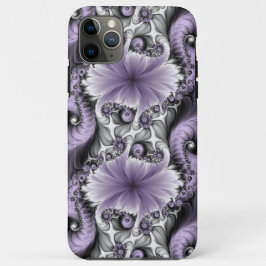 Capa Para iPhone 11 Pro Max Ilusão Lilás Arte Floral Abstrata Fantasia Fractal