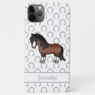 Capa Para iPhone 11 Pro Max Ilustração de Cartoon de Pônea de Shetland Brown