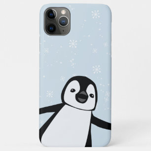 Capa Para iPhone 11 Pro Max Ilustração de neve de inverno com um pinguim bonit