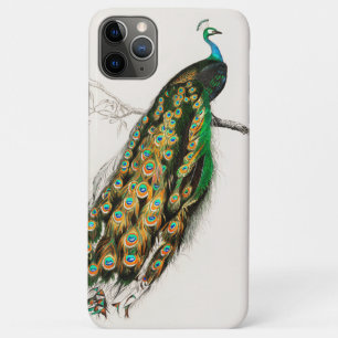 Capa Para iPhone 11 Pro Max Ilustração de Pavão Impressão de Arte Vintage