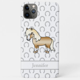Capa Para iPhone 11 Pro Max Ilustração do Cartoon Palomino Shetland Pony Cute
