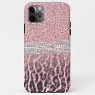 Capa Para iPhone 11 Pro Max Imagem brilhante do animal Leopard, rosa-menina