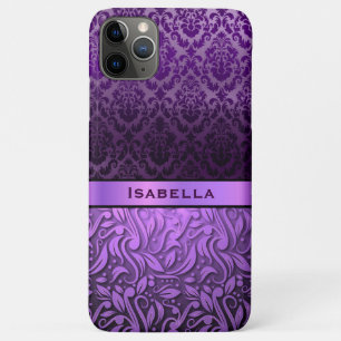 Capa Para iPhone 11 Pro Max Impressão Lilac e Roxo e Floral Metálico