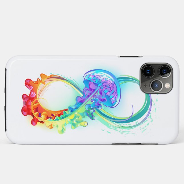 Capa Para iPhone 11 Pro Max Infinidade com água-vivas do Arco-Íris (Verso (horizontal))