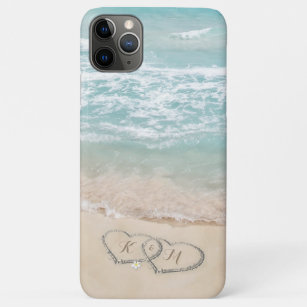 Capa Para iPhone 11 Pro Max Iniciais de Casais de praia