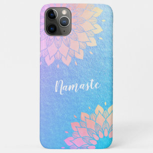 Capa Para iPhone 11 Pro Max Instrutor de Meditação Yoga Rosa Gold Foil Mandala