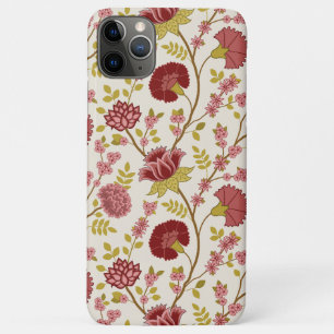 Capa Para iPhone 11 Pro Max Jacobean Floral Big Pattern Reds Pinks Dourado Cre