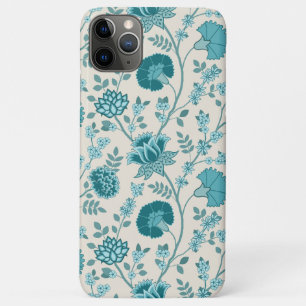 Capa Para iPhone 11 Pro Max Jacobean Floral Big Pattern Teals em Creme