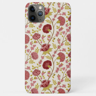 Capa Para iPhone 11 Pro Max Jacobean Floral Reds Pinks Dourado Cream