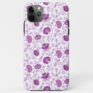 Capa Para iPhone 11 Pro Max Jacobean Floral Repetir Padrão Pinks em Branco