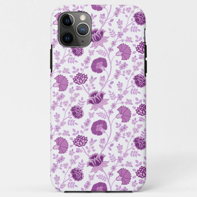 Capa Para iPhone 11 Pro Max Jacobean Floral Repetir Padrão Pinks em Branco (Verso)