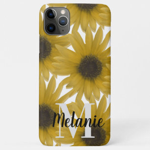 Capa Para iPhone 11 Pro Max Jardim de Girassóis Realista com Monograma Persona