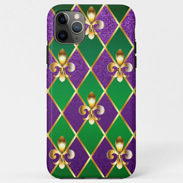 Capa Para iPhone 11 Pro Max Jewelry Background Mardi Gras (Verso)