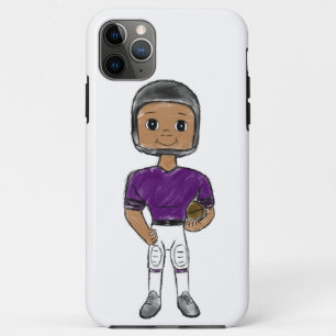 Capa Para iPhone 11 Pro Max jogador de futebol retrô vintage roxo preto simple