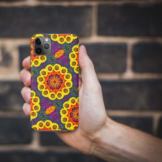 Capa Para iPhone 11 Pro Max Kaléïdoscope de fleurs dorées (Criador carregado)