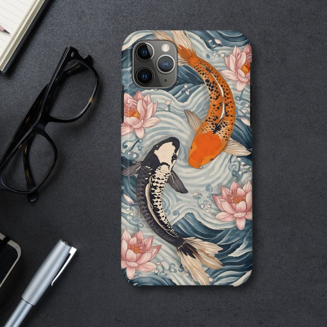 Capa Para iPhone 11 Pro Max Koi Fish Yin Yang Lotus Art (Criador carregado)
