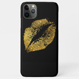 Capa Para iPhone 11 Pro Max Lábios com Brilho Dourado