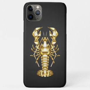 Capa Para iPhone 11 Pro Max lagosta de lagosta poligonal ouro em preto