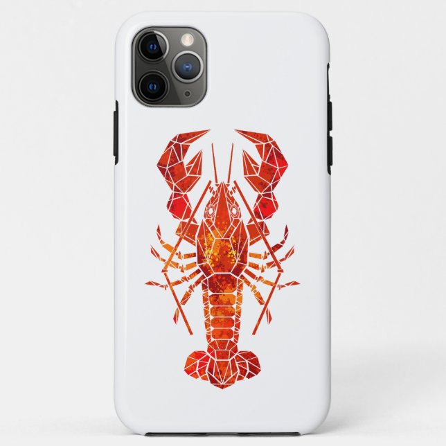 Capa Para iPhone 11 Pro Max Lagosta poligonal vermelha (Verso)