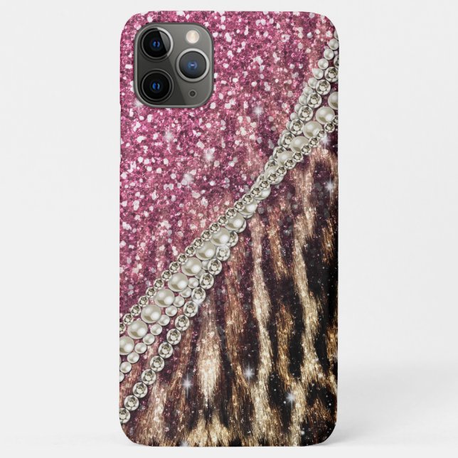 Capa Para iPhone 11 Pro Max Leopardo-Menino-Cinematoso Imprime Cor-de-Rosa (Verso)