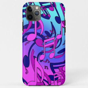 Capa Para iPhone 11 Pro Max Linda Música Padrão Musical Pink Purple Aqua