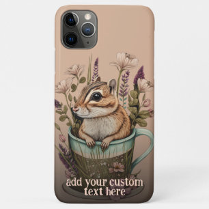 Capa Para iPhone 11 Pro Max Lindinho Esquilo em Xícara Cottagecore de Flores S
